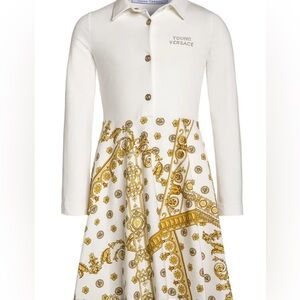 Young Versace Cream and Gold Jersey cotton Dress